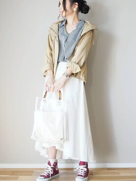 「ヤヌーク」｜「アイテム（マウンテンパーカー）」を使った、ｐａｎａさん（レディース・162cm）の春コーディネート