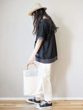 「YANUK（ヤヌーク）のYANUK 「SpillProof加工」 ストレート デニムパンツ ANNETTE (アネット) /57191018（デニムパンツ）」を使った、ｐａｎａさん（レディース・162cm）の春コーディネート