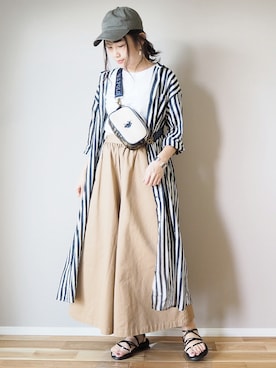 「Chaco closet（チャコ クローゼット）のリラクシングAラインフレアワイドパンツ（その他パンツ）」を使った、ｐａｎａさん（レディース・162cm）の春コーディネート
