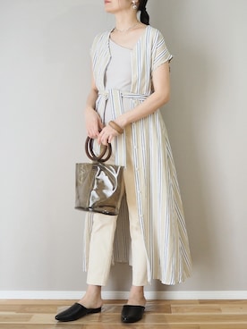 「アシンメトリー」｜「アイテム（シャツワンピース）」を使った、ｐａｎａさん（レディース・162cm）の夏コーディネート