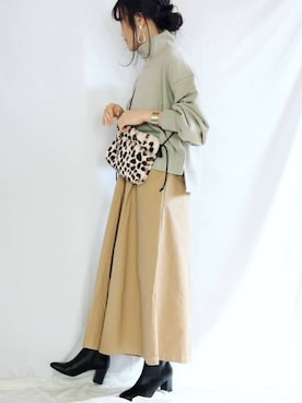 「Chaco closet（チャコ クローゼット）のリラクシングAラインフレアワイドパンツ（その他パンツ）」を使った、ｐａｎａさん（レディース・162cm）の秋コーディネート