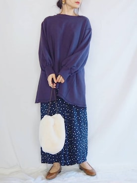 「MODE ROBE（モードローブ）のアイテム（ピアス（両耳用））」を使った、ｐａｎａさん（レディース・162cm）の秋コーディネート