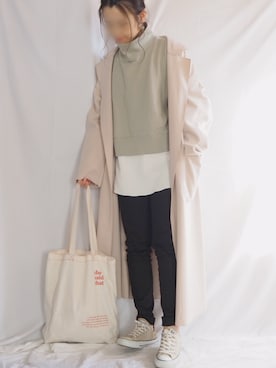「reca（レカ）のアイテム（チェスターコート）」を使った、ｐａｎａさん（レディース・162cm）の冬コーディネート