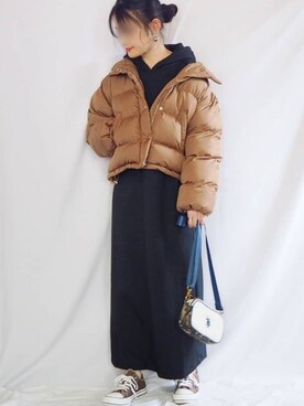 「Aunt Marie's（アントマリーズ）のAUNT MARIE'S バックプリーツフーディーワンピース（ワンピース）」を使った、ｐａｎａさん（レディース・162cm）の秋コーディネート
