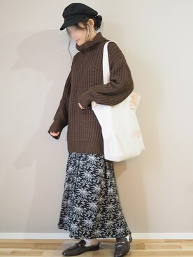 「JUNOAH」｜「アイテム（帽子）」を使った、ｐａｎａさん（レディース・162cm）の冬コーディネート