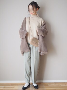 「select MOCA（セレクトモカ）のアイテム（ノーカラージャケット）」を使った、ｐａｎａさん（レディース・162cm）の冬コーディネート