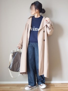 「URBAN RESEARCH DOORS（アーバンリサーチドアーズ）のデニムワイドパンツ（デニムパンツ）」を使った、ｐａｎａさん（レディース・162cm）の冬コーディネート