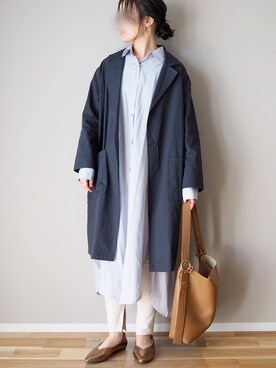 「プリーツ」｜「アイテム（チェスターコート）」を使った、ｐａｎａさん（レディース・162cm）の春コーディネート