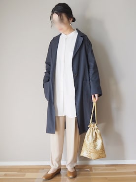 「Libra Cue（リブラ キュー）のアイテム（チェスターコート）」を使った、ｐａｎａさん（レディース・162cm）の春コーディネート