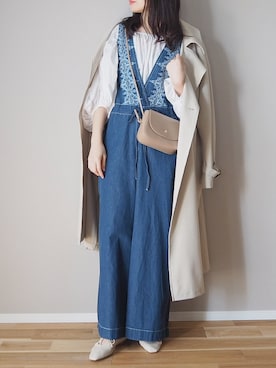 「刺繍」｜「アイテム（トレンチコート）」を使った、ｐａｎａさん（レディース・162cm）の春コーディネート