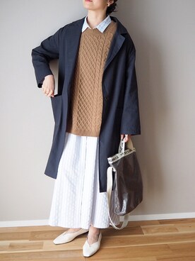 「Libra Cue（リブラ キュー）のアイテム（チェスターコート）」を使った、ｐａｎａさん（レディース・162cm）の春コーディネート