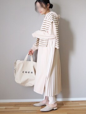 「MAYSON GREY（メイソングレイ）の【socolla】バックプリーツワンピース（ワンピース）」を使った、ｐａｎａさん（レディース・162cm）の春コーディネート