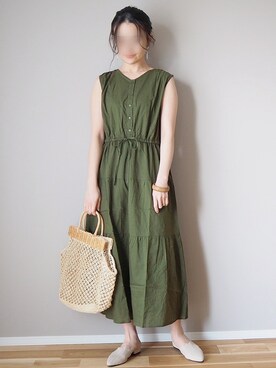 「HALIN（ハリン）のアイテム（かごバッグ）」を使った、ｐａｎａさん（レディース・162cm）の春コーディネート