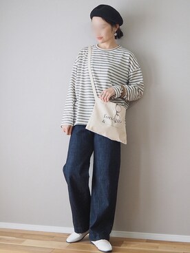 「URBAN RESEARCH DOORS（アーバンリサーチドアーズ）のデニムワイドパンツ（デニムパンツ）」を使った、ｐａｎａさん（レディース・162cm）の夏コーディネート