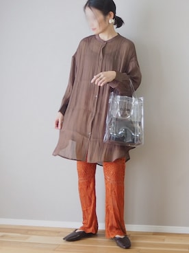 「透かし編みニット」｜「アイテム（アンサンブル）」を使った、ｐａｎａさん（レディース・162cm）の秋コーディネート