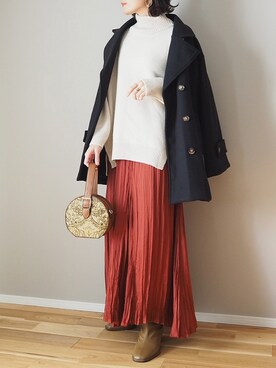 「crie conforto」｜「アイテム（ピーコート）」を使った、ｐａｎａさん（レディース・162cm）の秋コーディネート