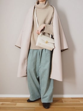 「crie conforto」｜「アイテム（ノーカラーコート）」を使った、ｐａｎａさん（レディース・162cm）の冬コーディネート