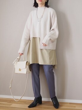「AS KNOW AS PINKY（アズノゥアズピンキー）のアイテム（チュニック）」を使った、ｐａｎａさん（レディース・162cm）の冬コーディネート