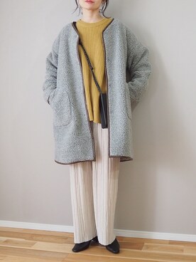 「パイピングコート」｜「アイテム（ムートンコート）」を使った、ｐａｎａさん（レディース・162cm）の冬コーディネート