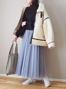 「La-gemme」｜「アイテム（ムートンコート）」を使った、ｐａｎａさん（レディース・162cm）の冬コーディネート