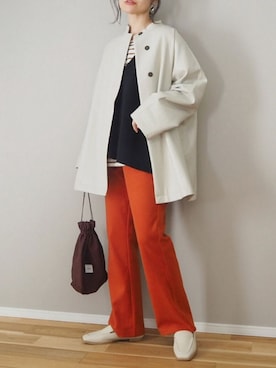 「ノーカラージャケット」｜ｐａｎａさん（レディース・162cm）の冬コーディネート