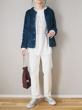 「YANUK（ヤヌーク）のYANUK 「SpillProof加工」 ストレート デニムパンツ ANNETTE (アネット) /57191018（デニムパンツ）」を使った、ｐａｎａさん（レディース・162cm）の冬コーディネート