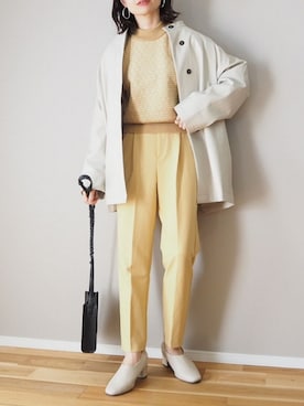 「ノーカラージャケット」｜ｐａｎａさん（レディース・162cm）の冬コーディネート