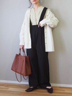 「crie conforto」｜「アイテム（オールインワン・サロペット）」を使った、ｐａｎａさん（レディース・162cm）の冬コーディネート