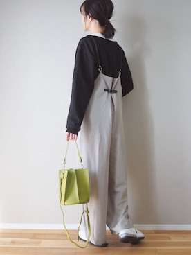 「ピスタチオ」｜「アイテム（サロペット/オーバーオール）」を使った、ｐａｎａさん（レディース・162cm）の春コーディネート