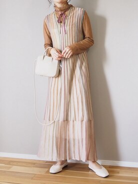 「シアーワンピース」｜「アイテム（バレエシューズ）」を使った、ｐａｎａさん（レディース・162cm）の春コーディネート