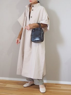 「サテンパンツ」｜「アイテム（トレンチコート）」を使った、ｐａｎａさん（レディース・162cm）の春コーディネート
