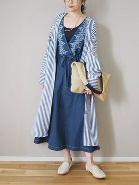 「AS KNOW AS PINKY（アズノゥアズピンキー）のアイテム（シャツワンピース）」を使った、ｐａｎａさん（レディース・162cm）の春コーディネート