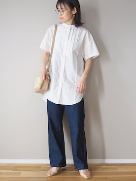 「EVOL（イーボル）の21SS春夏新作【EVOL】チュールクリアヒールパンプス IQ9517（パンプス）」を使った、ｐａｎａさん（レディース・162cm）の春コーディネート