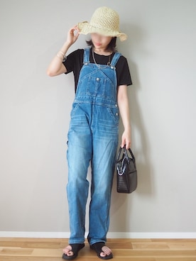 「EDWIN（エドウィン）のアイテム（サロペット/オーバーオール）」を使った、ｐａｎａさん（レディース・162cm）の夏コーディネート