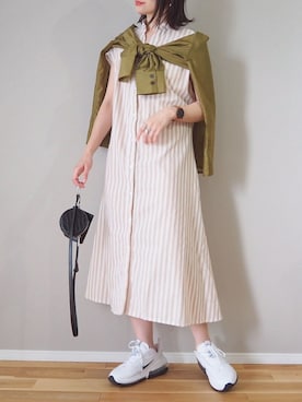 「バルーン袖」｜「アイテム（シャツワンピース）」を使った、ｐａｎａさん（レディース・162cm）の夏コーディネート