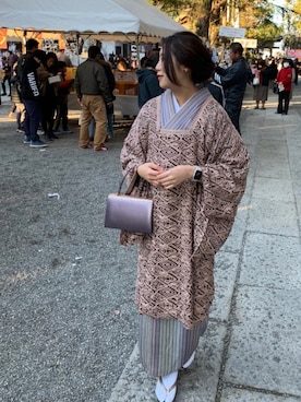 「着物」｜「アイテム（腕時計）」を使った、moeさん（レディース・155cm）の冬コーディネート