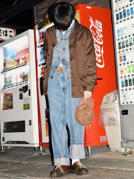 「チョコ色に染まれ」｜「アイテム（カバーオール）」を使った、IIさん（メンズ・173cm）の冬コーディネート