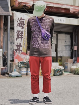 「BASISBROEK（バシスブルック）のアイテム（その他パンツ）」を使った、IIさん（メンズ・173cm）の夏コーディネート