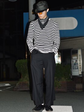 「マリン」｜「アイテム（スラックス）」を使った、IIさん（メンズ・173cm）の夏コーディネート