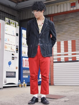 「BASISBROEK（バシスブルック）のアイテム（その他パンツ）」を使った、IIさん（メンズ・173cm）の秋コーディネート
