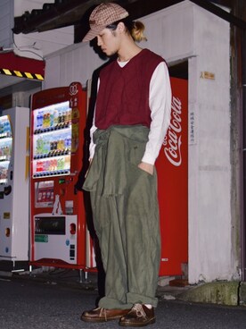 「YSTRDY's TMRRW（イエスタデイズトゥモロー）のアイテム（帽子）」を使った、IIさん（メンズ・173cm）の秋コーディネート