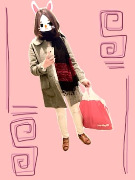 「BEAMS BOY（ビームスボーイ）のアイテム（チェスターコート）」を使った、apon さん（レディース・155cm）の冬コーディネート