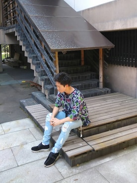 「NEONSIGN（ネオンサイン）のアイテム（その他）」を使った、熊谷友宏さん（メンズ・167cm）の夏コーディネート