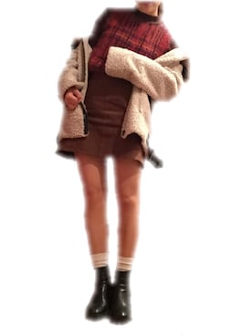 「セットアップスタイル」｜「アイテム（ムートンコート）」を使った、ayakaさん（レディース・158cm）の冬コーディネート