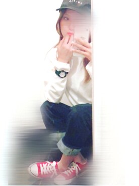 「長袖Tシャツ」｜「アイテム（その他）」を使った、ちゃみんさん（レディース・156cm）の秋コーディネート