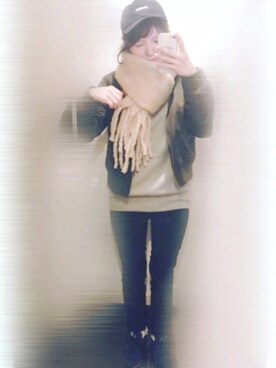 「RETRO GIRL（レトロガール）のアイテム（キャップ）」を使った、ちゃみんさん（レディース・156cm）の冬コーディネート