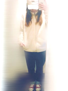 「ハイウエストストレートジーンズ」｜「アイテム（その他アウター）」を使った、ちゃみんさん（レディース・156cm）の冬コーディネート