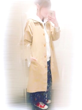 「アイテム（ステンカラーコート）」を使った、ちゃみんさん（レディース・156cm）の春コーディネート