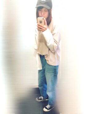 「ハイウエストストレートジーンズ」｜「アイテム（その他）」を使った、ちゃみんさん（レディース・156cm）の春コーディネート