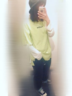 「長袖Tシャツ」｜「アイテム（その他）」を使った、ちゃみんさん（レディース・156cm）の春コーディネート
